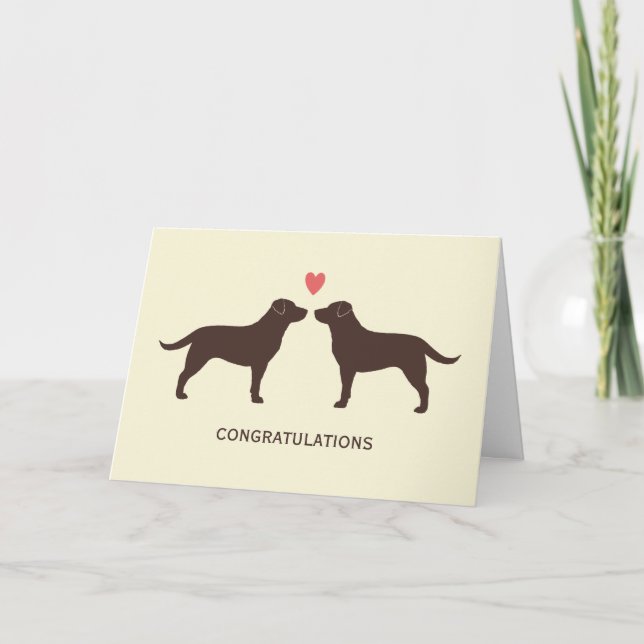 Tarjeta Labradores Retriever de Chocolate Felicitaciones p (Anverso)