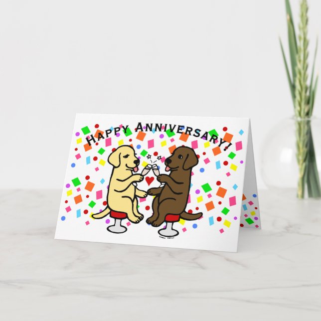 Tarjeta Labradors boda Aniversario (Anverso)