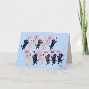 Tarjeta Labradors del aniversario feliz