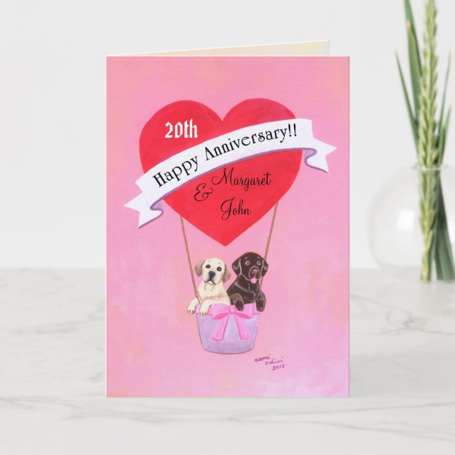 Tarjeta Labradors del aniversario feliz (Anverso)