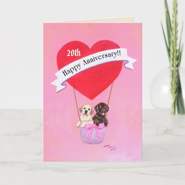 Tarjeta Labradors del aniversario feliz (Anverso)