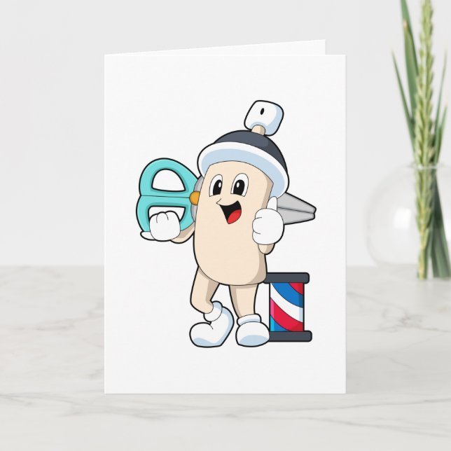 Tarjeta Laca para el pelo como peluquero con tijeras (Anverso)