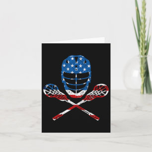 Tarjeta Lacrosse Bandera Americana Lax Helmet Sticks 4 De