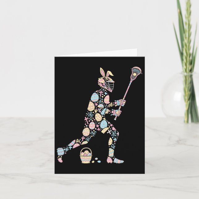 Tarjeta Lacrosse Bunny Easter Egg Easter Day Jugadoras de  (Anverso)