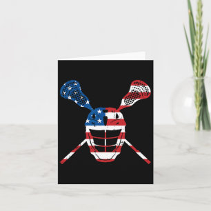 Tarjeta Lacrosse Casco de la Bandera Americana Atleta Patr