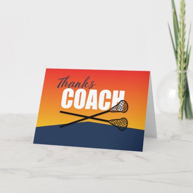 Tarjeta Lacrosse Coach gracias por el azul y el Naranja (Anverso)