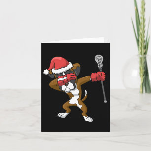 Tarjeta Lacrosse Dabbing Boxer Dog Lax Navidades Deportes