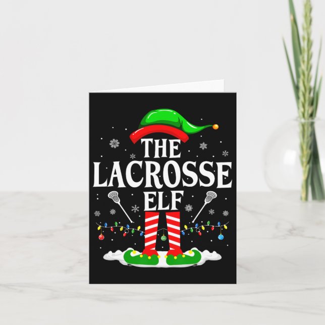 Tarjeta Lacrosse Elf Funny Matching Xmas Lacrosse Chris (Anverso)