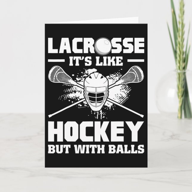 Tarjeta Lacrosse It's Like Hockey But With Funny Player  (Anverso)