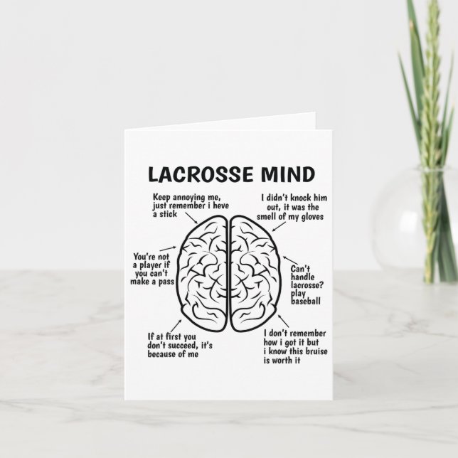 Tarjeta Lacrosse Player Brain Funny Lacrosse Chiste Boys G (Anverso)