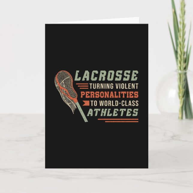 Tarjeta Lacrosse Player Lax Sport Stick Funny Gift (Anverso)