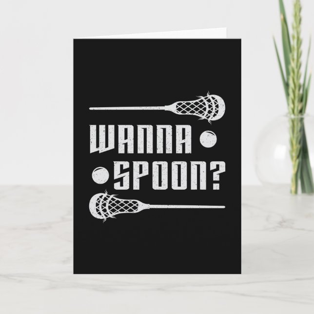 Tarjeta Lacrosse Player Lax Wanna Spoon Stick Gracioso Reg (Anverso)