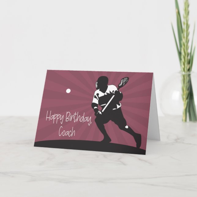 Tarjeta Lacrosse Player para el cumpleaños del entrenador  (Anverso)