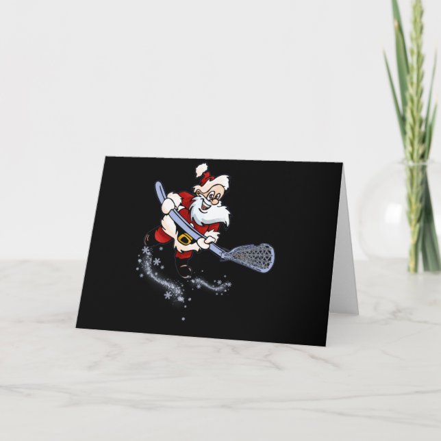 Tarjeta Lacrosse Santa Christmas Cool Lax Sport Ugly X-Mas (Anverso)