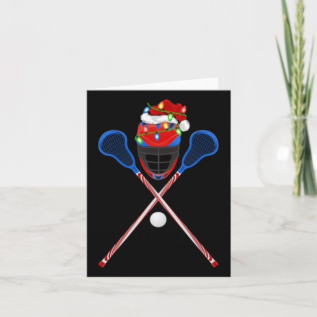 Tarjeta Lacrosse Sports Lover Xmas Santa Hat Lacrosse Chri (Anverso)