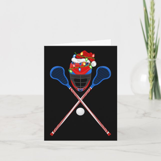 Tarjeta Lacrosse Sports Lover Xmas Santa Hat Lacrosse Chri (Anverso)