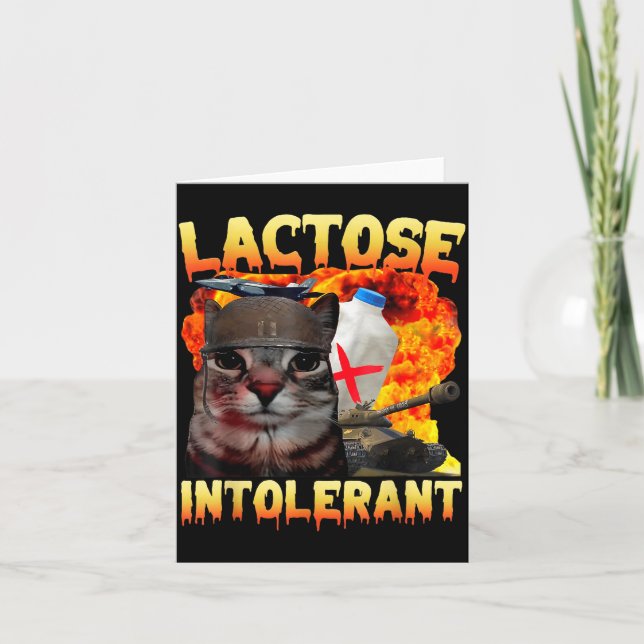 Tarjeta Lactose Intolerant Silly Cat Meme Funny Saying Cat (Anverso)