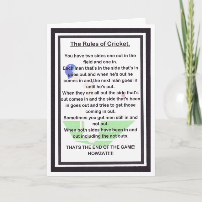 Tarjeta LADO DIVIDIENDO LA RISA para el amante del cricket (Anverso)