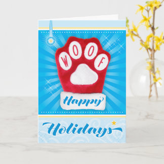Tarjeta Ladrido Guante de Navidad de Paw Rojo Felices Fies