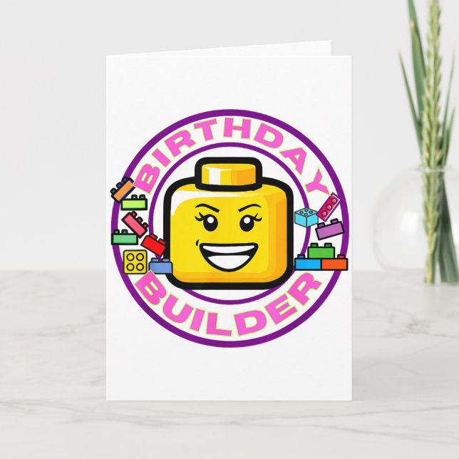 Tarjeta Ladrillo de Construcción Cumpleaños Constructor Bl (Anverso)