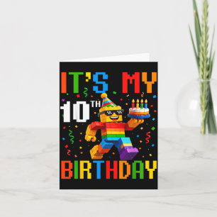 Tarjeta Ladrillo de construcción del 10 cumpleaños para ni
