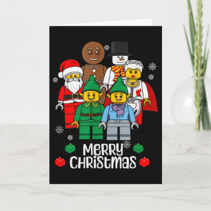 Tarjeta Ladrillos de construcción de Feliz Navidad Santa E