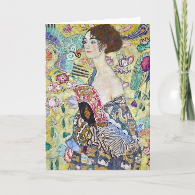 Tarjeta Lady con un fanático, Gustav Klimt (Anverso)