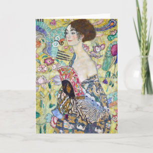 Tarjeta Lady con un fanático, Gustav Klimt