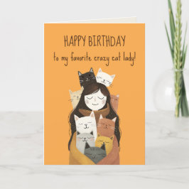 Tarjeta Lady Crazy Gato Favorito, lindo y divertido cumple