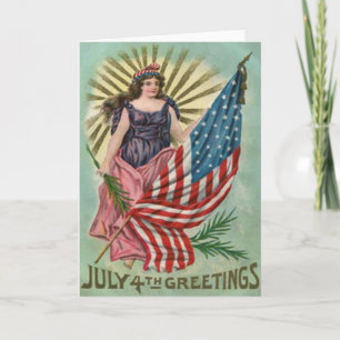 Tarjeta Lady Liberty Stars & Stripes Vintage 4 de julio