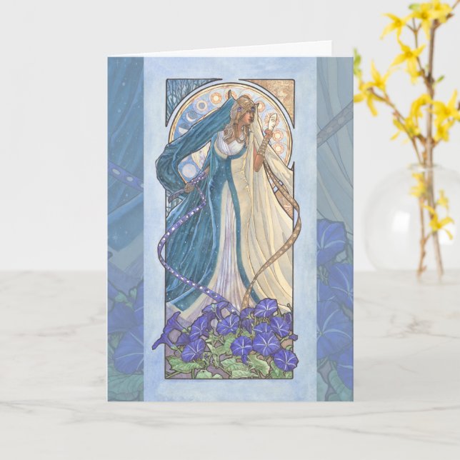 Tarjeta Lady of September Art Nouveau Birthstone Series (flor amarilla)