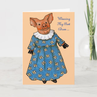 Tarjeta Lady Pig: Llevando mi mejor vestido: Cumpleaños