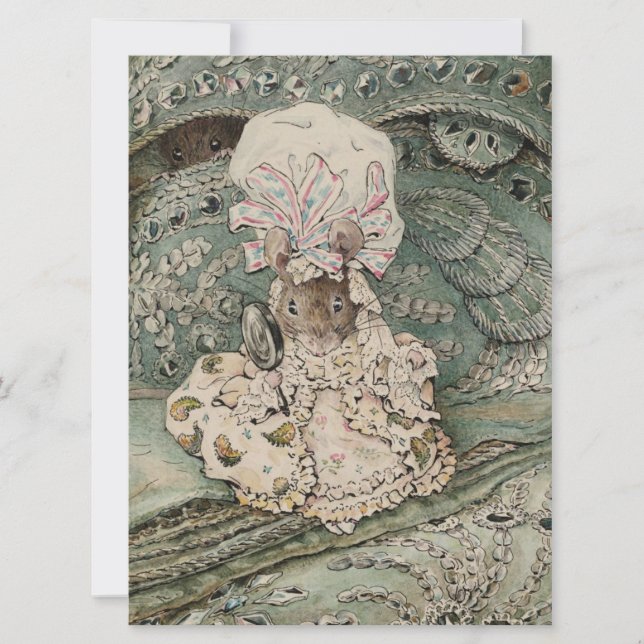 Tarjeta Lady Ratón con una cofia de noche (por Beatrix Pot (Anverso)