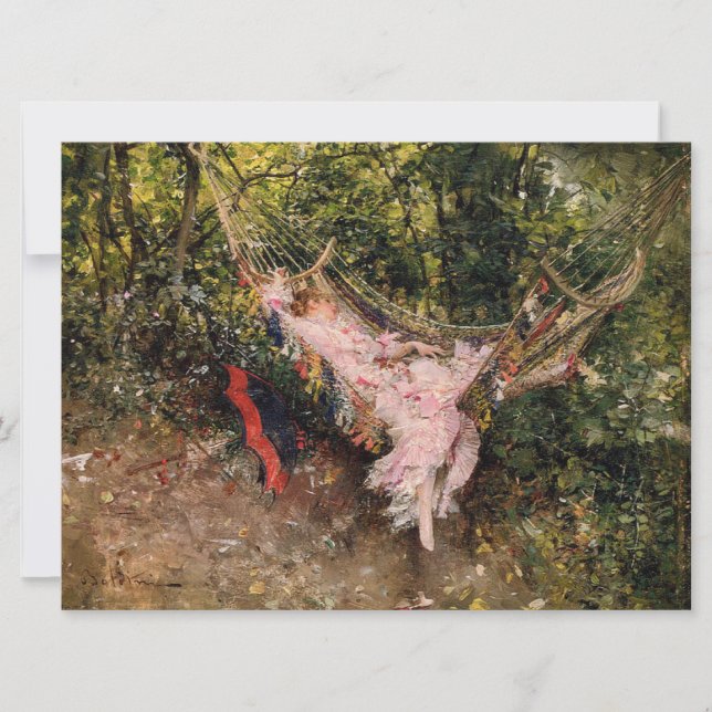 Tarjeta Lady Resting in a Hammock (por Giovanni Boldini) (Anverso)