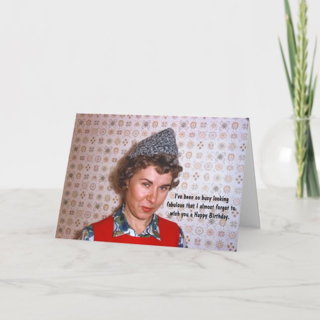 Tarjeta Lady Retro Fabulous Birday Humor (Anverso)