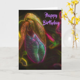 Tarjeta Lady Slipper Flower Fantasy Art Cumpleaños