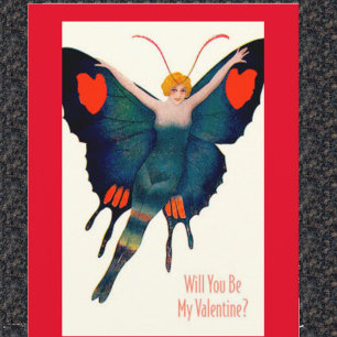 Tarjeta Lady Valentine, la mariposa vintage