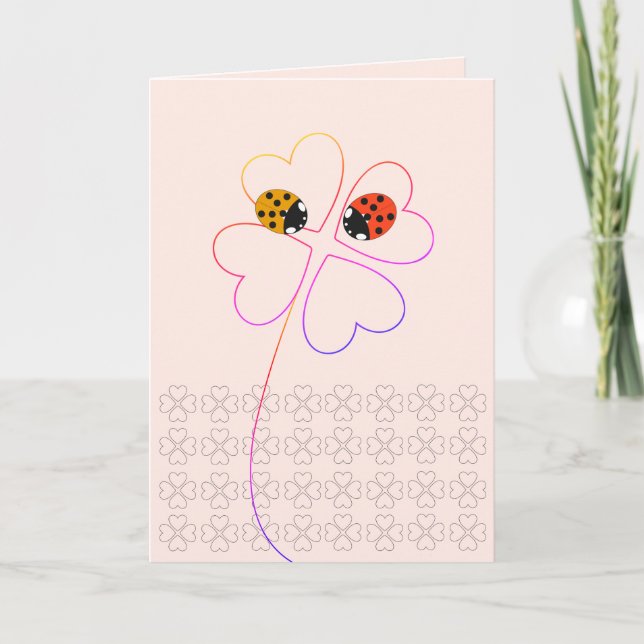 Tarjeta Ladybird Boda de felicitaciones a Clover Pink (Anverso)