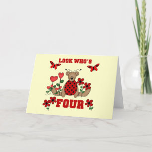 Tarjeta Ladybug Bear 4º Camisetas de cumpleaños y regalos