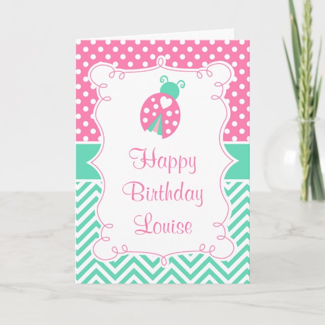 Tarjeta Ladybug Ladybird Birthday Party  (Anverso)