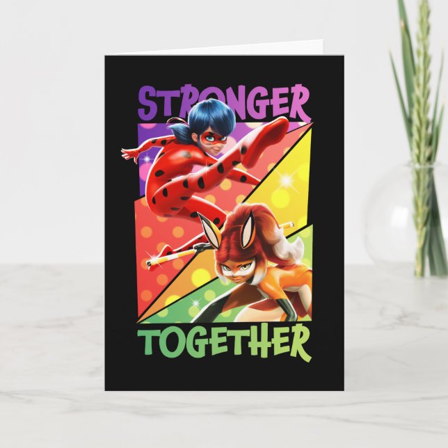 Tarjeta Ladybug y Rena Rouge | Más fuerte juntos (Anverso)
