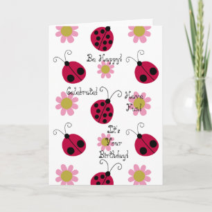 Tarjeta Ladybugs and Flowers