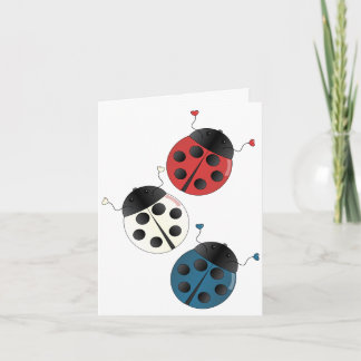 Tarjeta Ladybugs de blanco y azul rojo