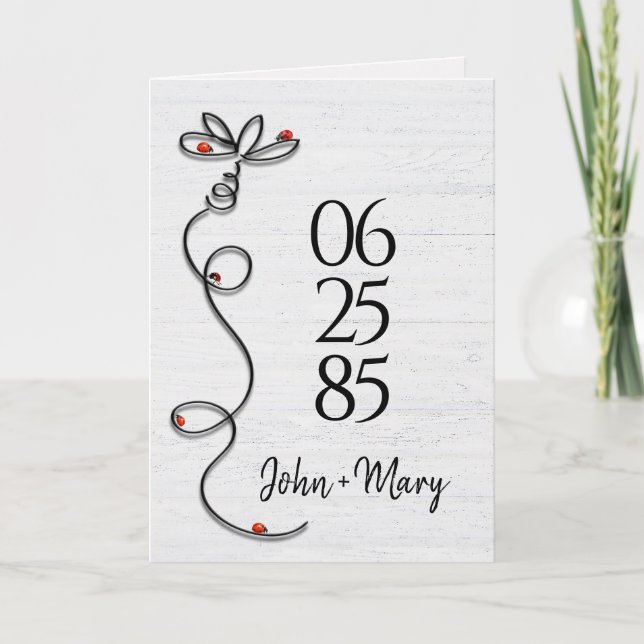 Tarjeta Ladybugs en Doodle Daisy por aniversario (Anverso)