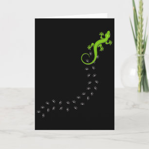 Tarjeta Lagarto Divertido Huellas De Pie Subiendo Amante D