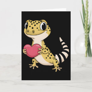 Tarjeta Lagarto Leopardo Animal San Valentín Amantes Repti