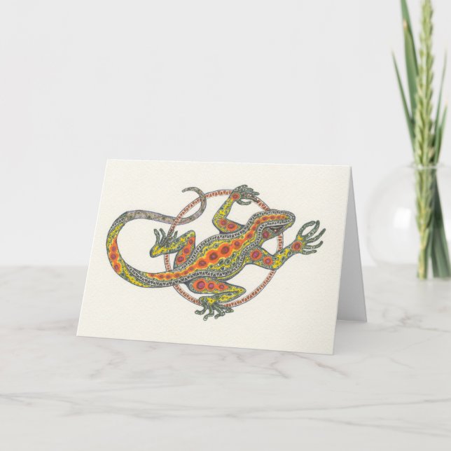 Tarjeta Lagarto Notecard de "señora Luck" (Anverso)