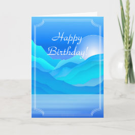 Tarjeta Lago Azul y montañas Feliz cumpleaños