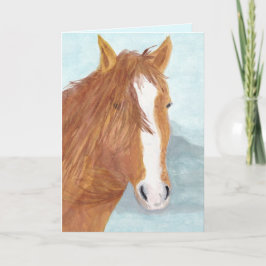 Tarjeta Lago Brown Wild Horse Blue Mountain - acrílico.