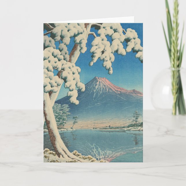 Tarjeta Lago de Invierno Kawase Hasui (Anverso)